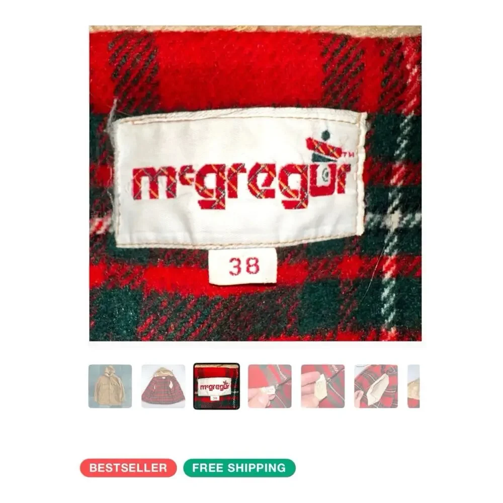 Vintage McGregor Jacket Mens 42 Tan Quilted Lined Coat Button Front Workwear‎
